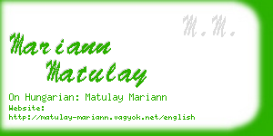 mariann matulay business card
